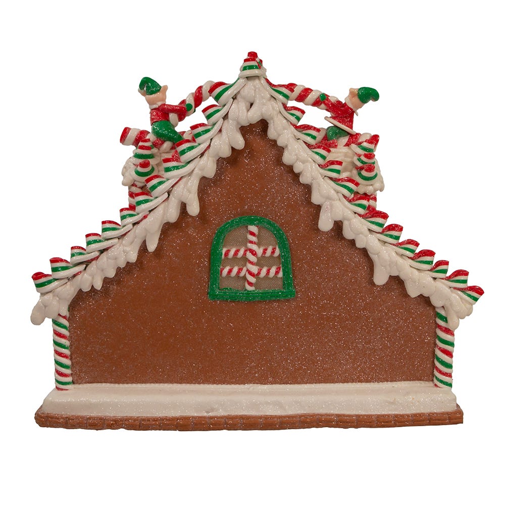 Kurt Adler 10.5-Inch Battery-Operated Light Up Santa's Workshop Gingerbread House